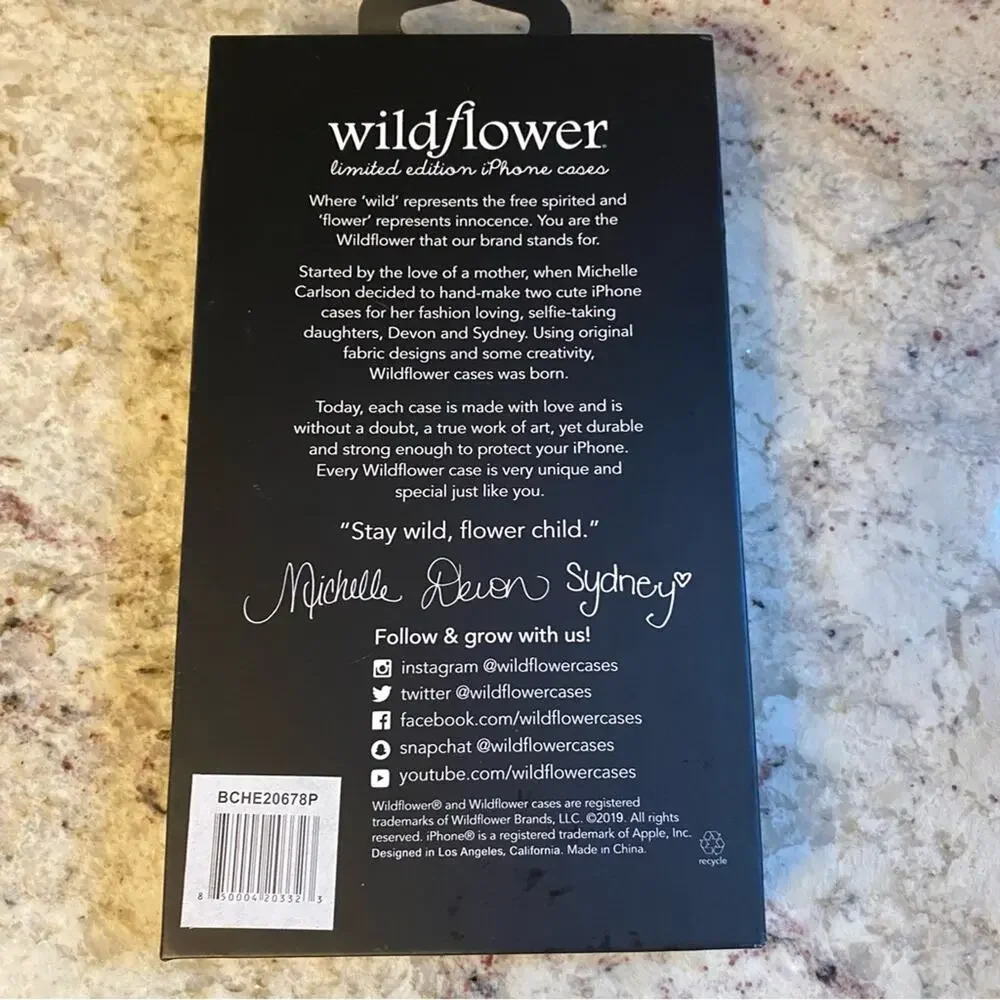 NEW Blue White Check Wildflower iPhone 6+/7+/8+ Case Never Used